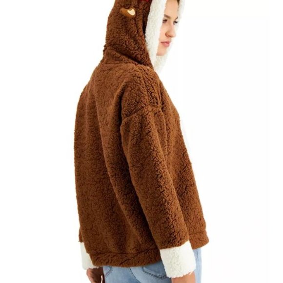 Christmas Sweater Faux Sherpa Hooked Up Reindeer by IOT Sz S - Picture 2 of 4